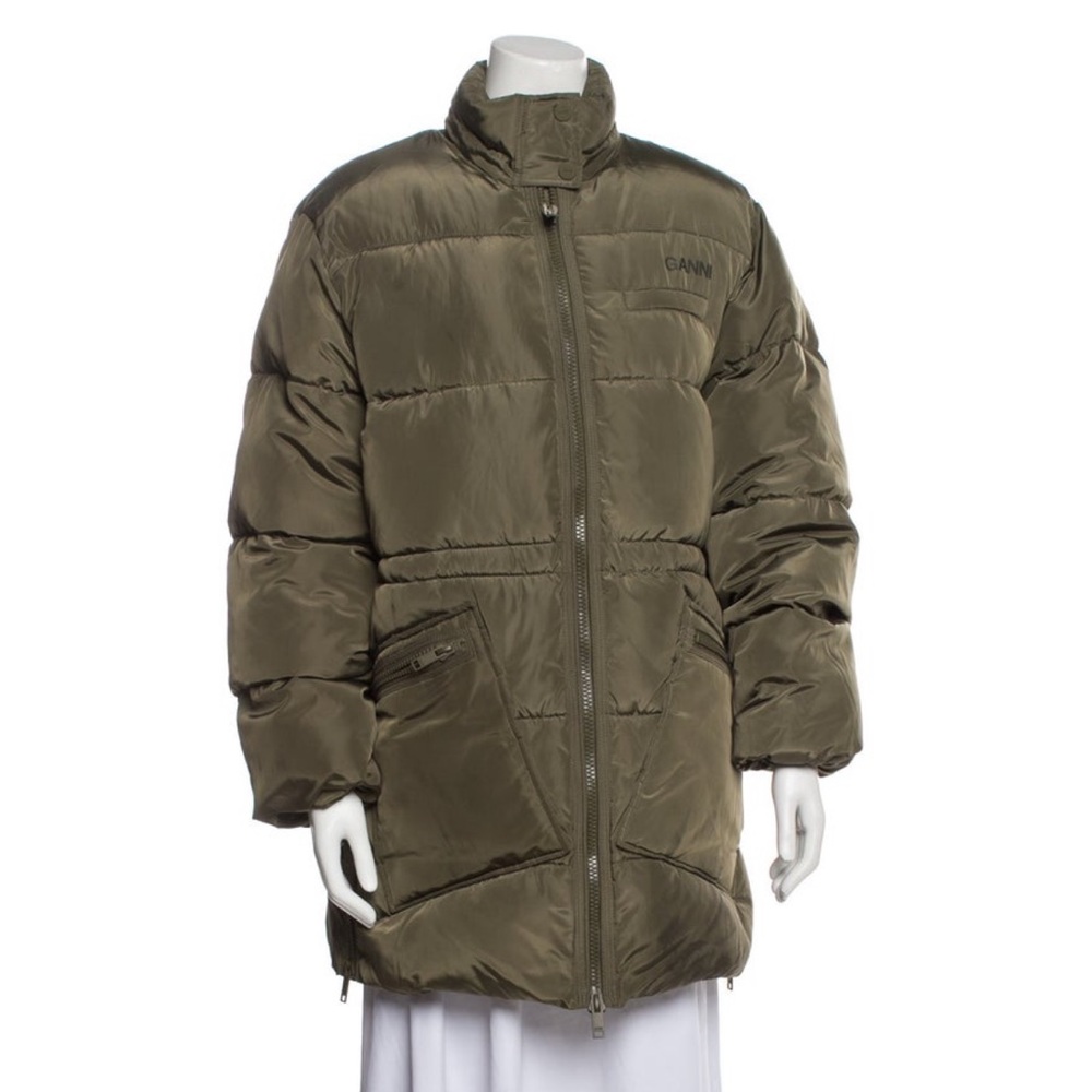 Ganni Olive Women's Puffer Coat Size S/M